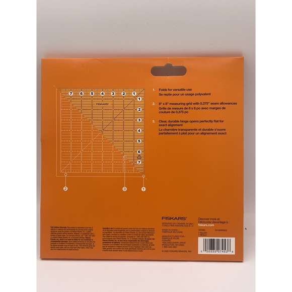 Fiskars Folding Square Ruler 8.375"X8.375"-Clear / Orange 1066152 - Picture 2 of 3